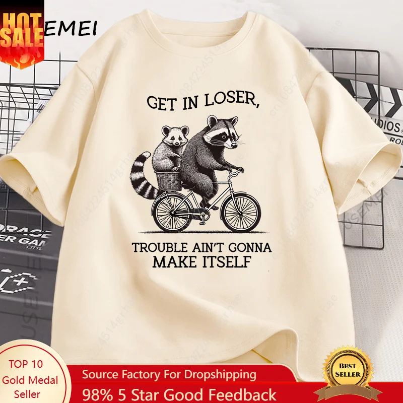 Yours Summer Clothing - Get in Loser T-shirt Grappige wasbeer