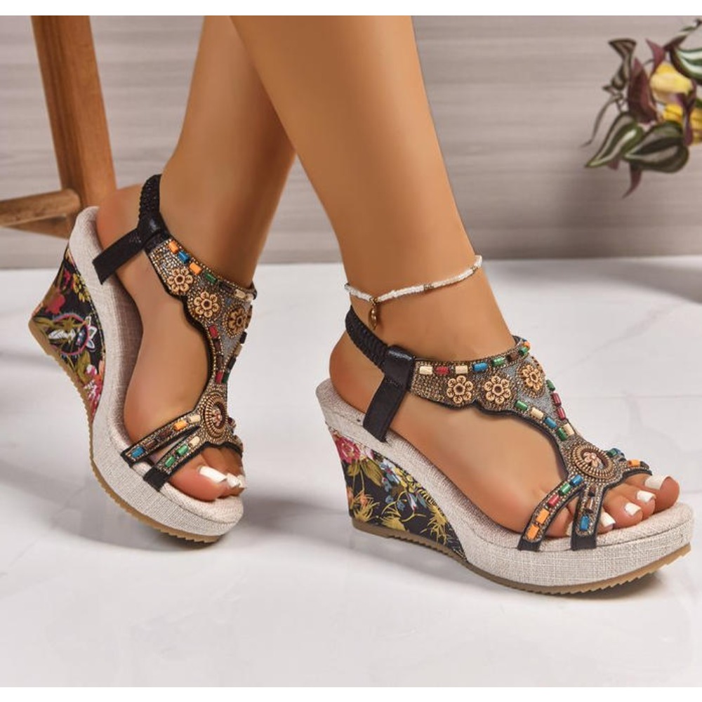 Summer Clothing Stores - Dames lederen zomermode wedge sandalen grote