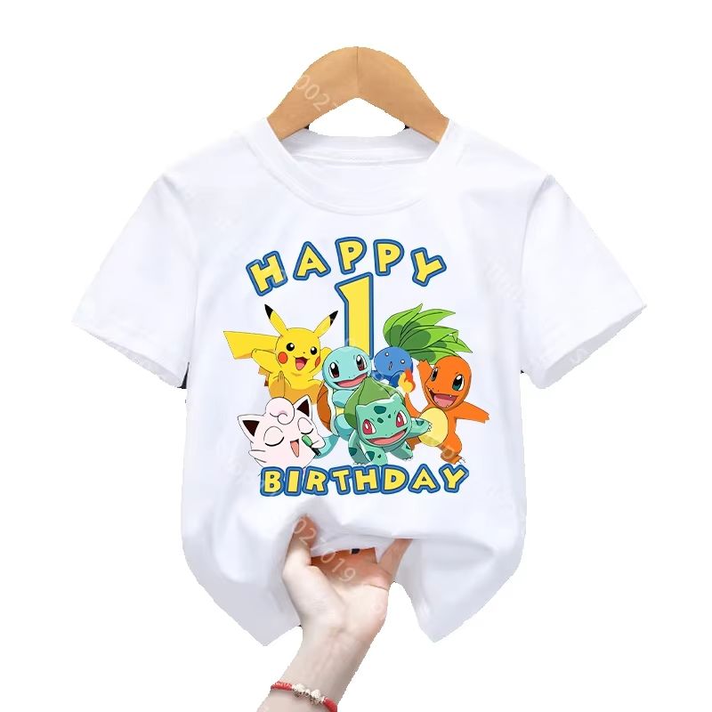 Summer Edition Clothing - Gelukkige Verjaardag T-Shirt Cartoon Pikachus Squirtles