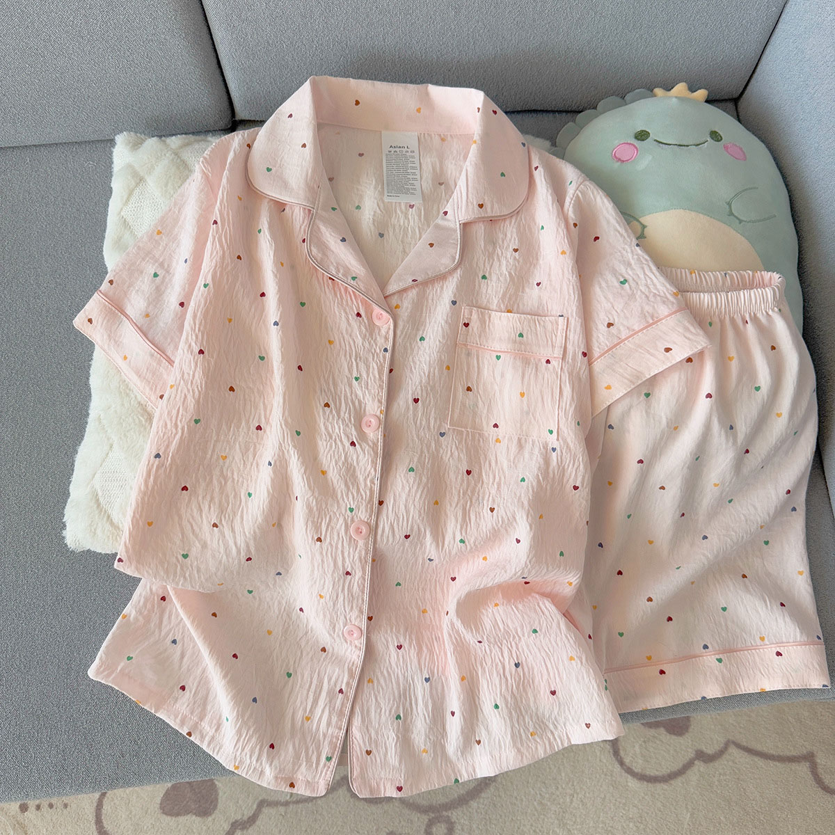 Summer Clothing Cheap - Dames bedrukte katoenen pyjama met stippen,