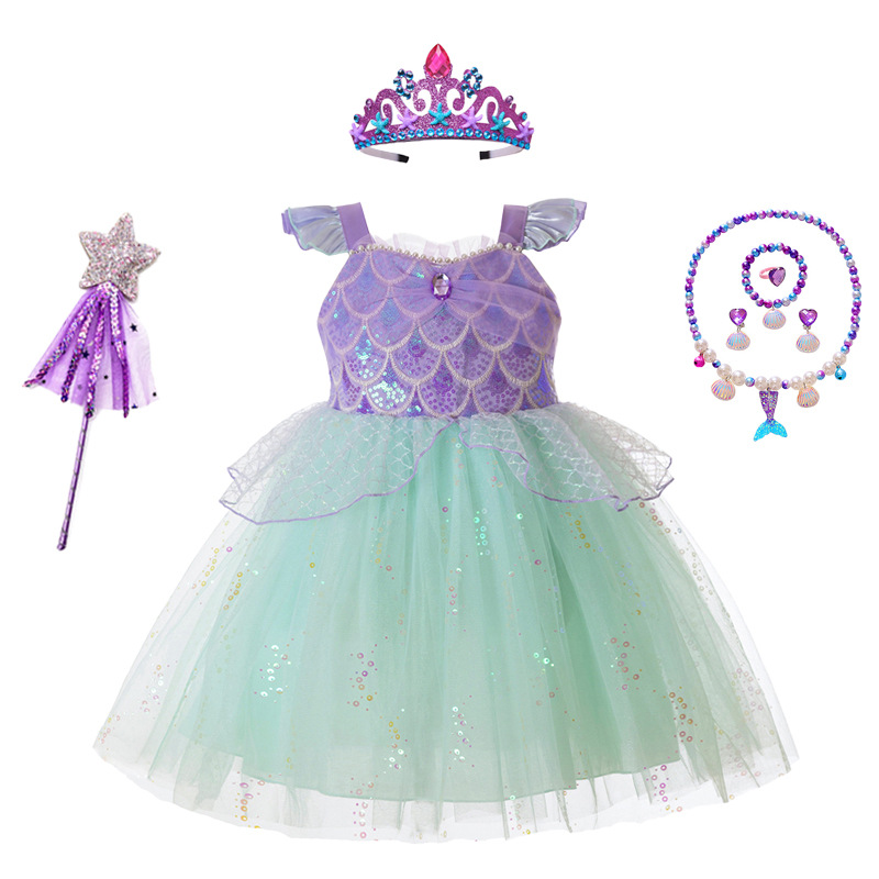 Summer Clothing For Kids Girls - Meisjes Zeemeermin Tutu Jurk Pailletten Schaal
