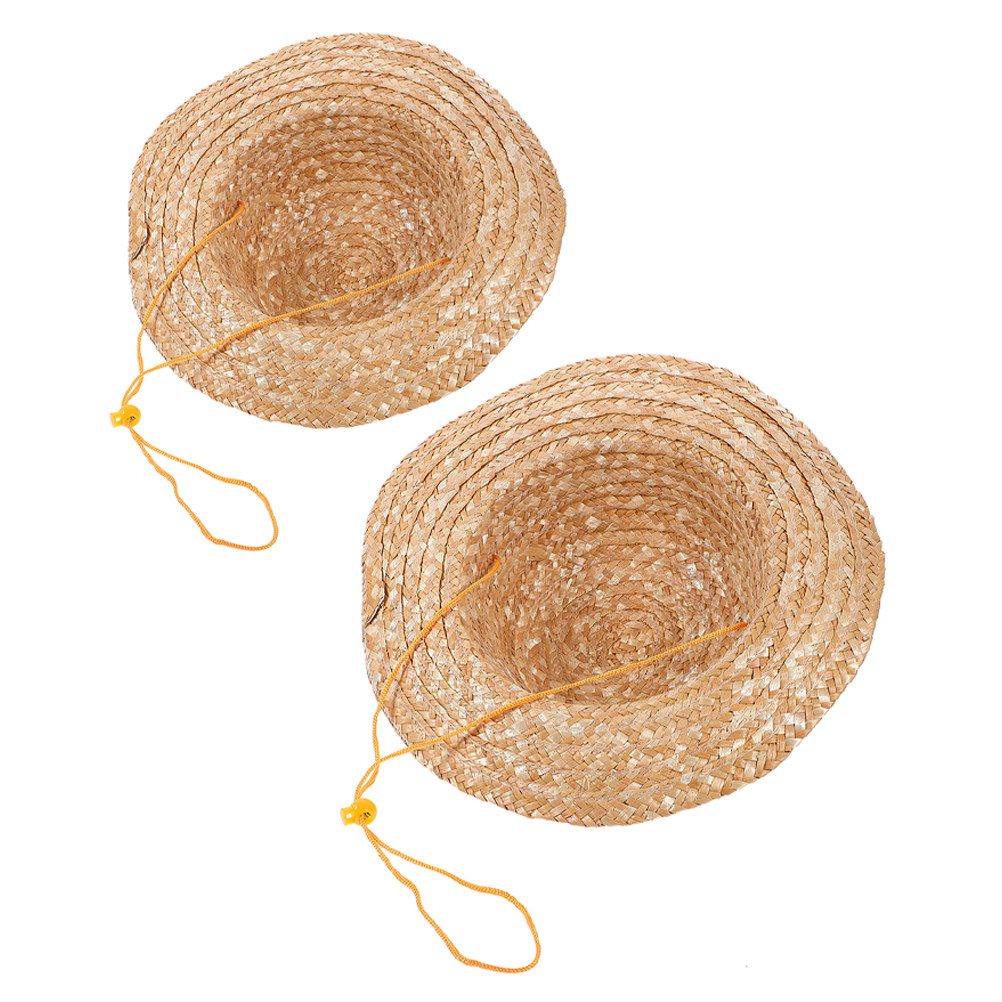 Sun Hat Wide Brim - 2 stuks kinderzonnehoed van natuurlijk stro,