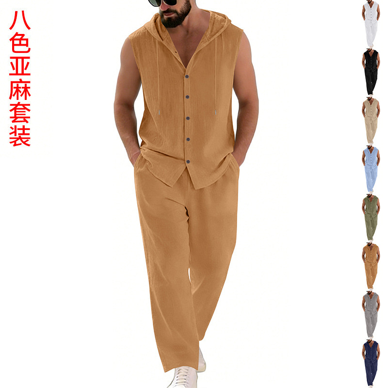 Summer Clothing Mens - Casual linnen pak voor heren, trui