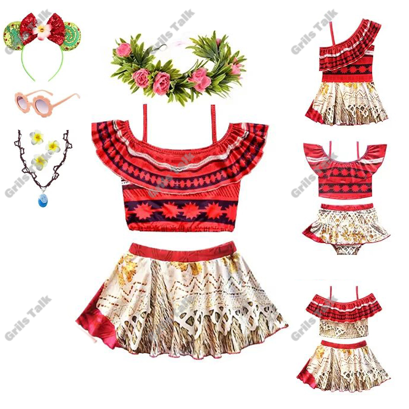 Summer Clothing For Kids Girls - Zomer Fee Prinses Moana Cosplay Badmode