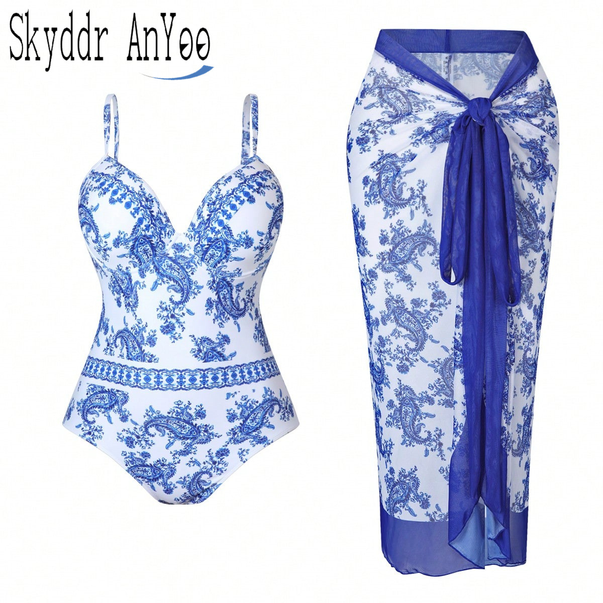 Swim Cover Up Mesh - Zomer Plus Size Vintage Print Eendelig