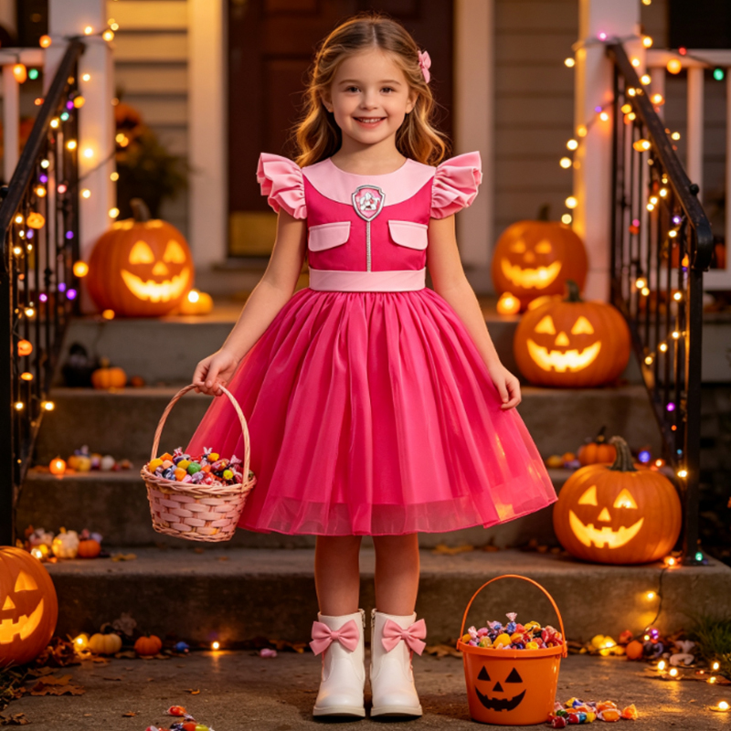 Summer Clothing For Kids Girls - Kids Paw Dog-kostuum Roze prinsessenjurk Meisjes