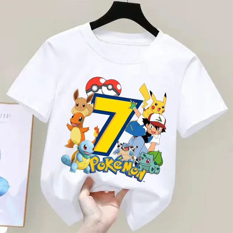 Summer Edition Clothing - Pokemons Pikachu Kinder T-shirts Verjaardag Nummer