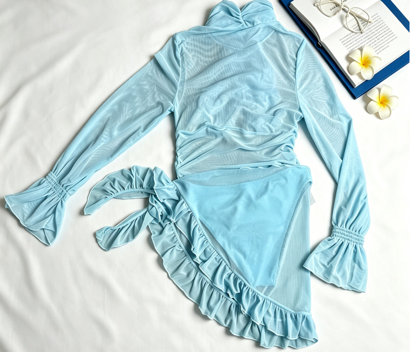 Solide 3-delige bikini met str - Swim Cover Up Mesh recensie en prijs
