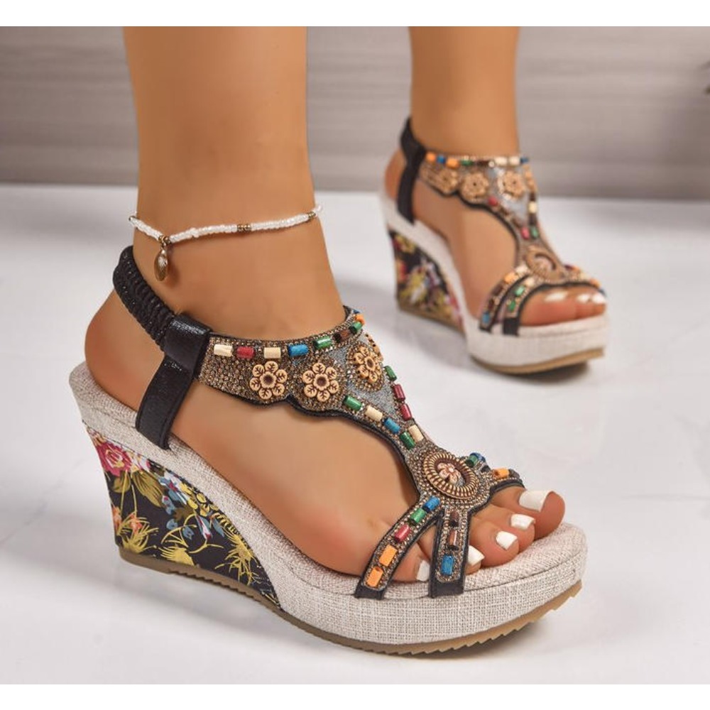 Dames lederen zomermode wedge  - Summer Clothing Stores recensie en prijs