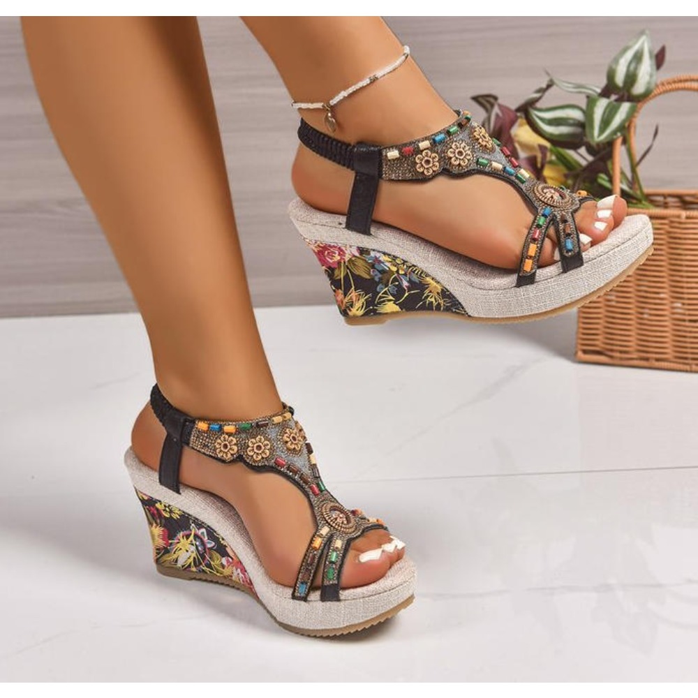 Dames lederen zomermode wedge  - Summer Clothing Stores recensie en prijs