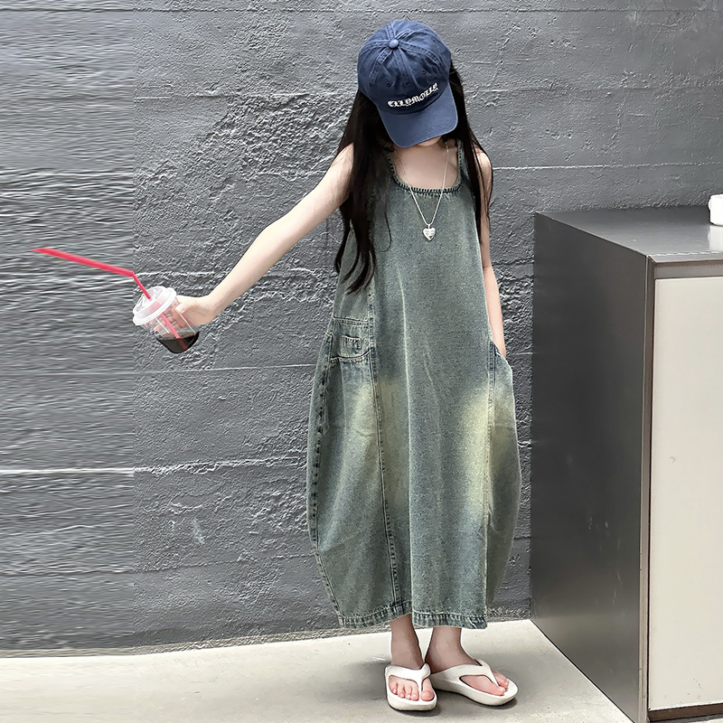 Vintage blauwe kinderen meisje - Summer Clothing For Kids Girls recensie en prijs